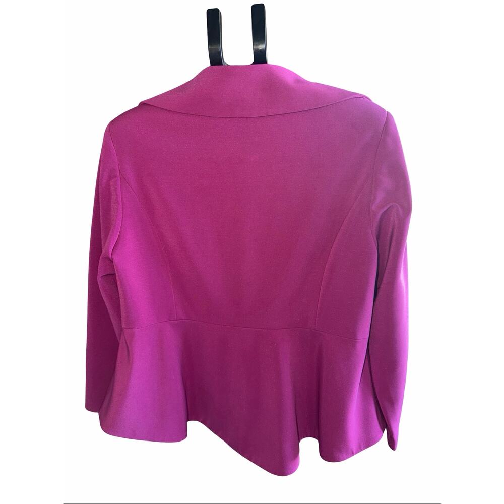 Midnight Velvet Fuchsia Peplum Blazer Jacket 18W Square Neck Covered Buttons - Picture 3 of 6